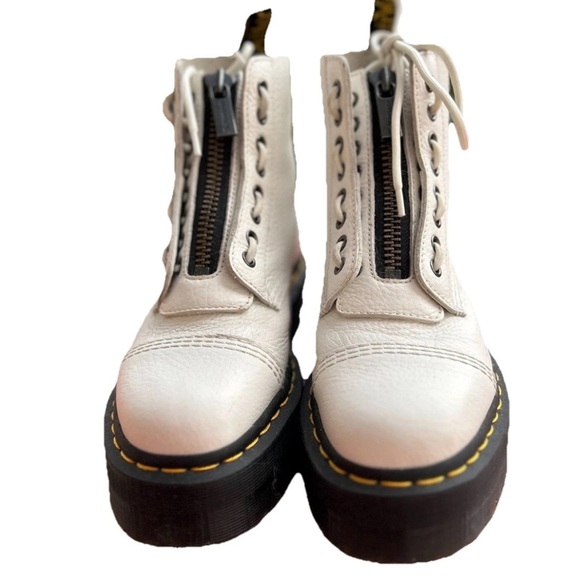 Dr. Martens Sinclair Platform Boots White Leather Front Zip Size 7 - Picture 3 of 13